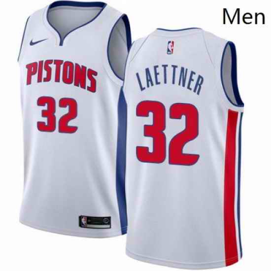 Mens Nike Detroit Pistons 32 Christian Laettner Authentic White Home NBA Jersey Association Edition